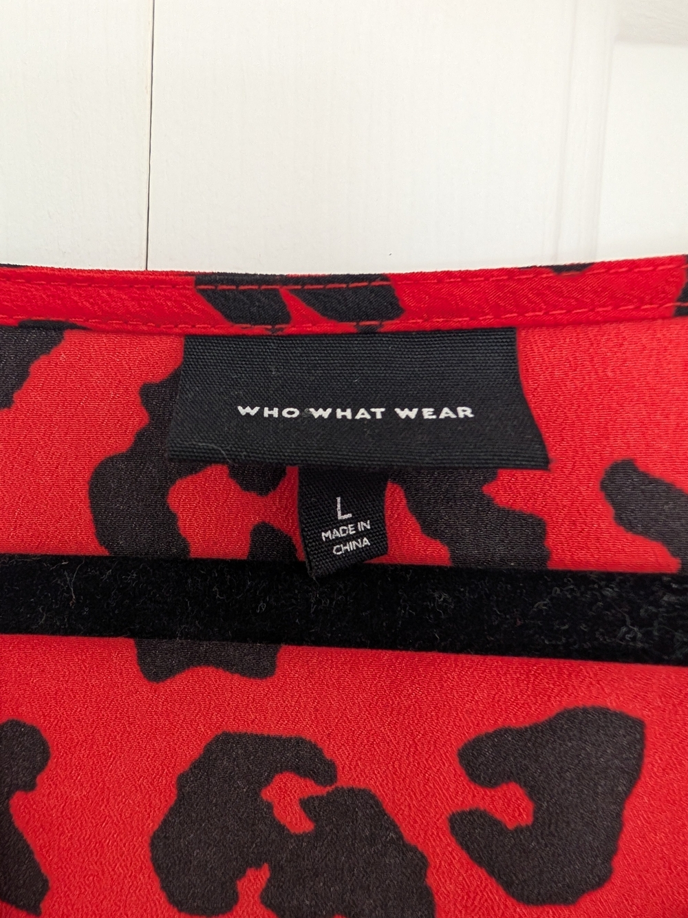 Who What Wear Bright Red Leopard Midi Dress - Picture 3 of 3
